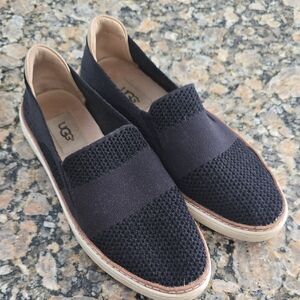 UGG Black Knit Elastic Slip-On Sneakers